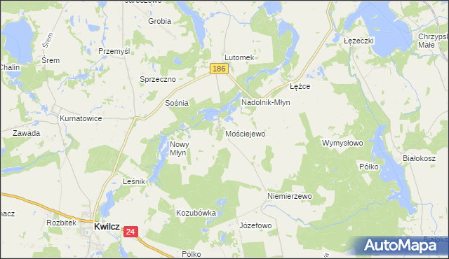 mapa Mościejewo, Mościejewo na mapie Targeo