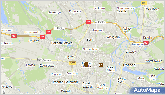 mapa Niestachów gmina Poznań, Niestachów gmina Poznań na mapie Targeo