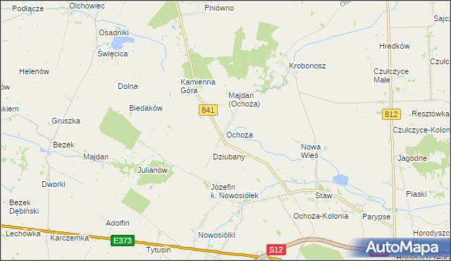 mapa Ochoża gmina Wierzbica, Ochoża gmina Wierzbica na mapie Targeo