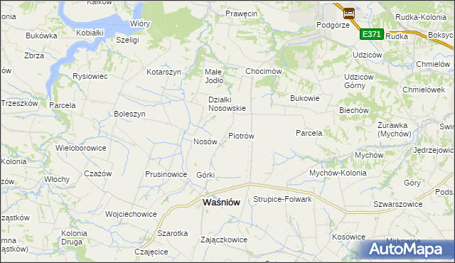 mapa Piotrów gmina Waśniów, Piotrów gmina Waśniów na mapie Targeo