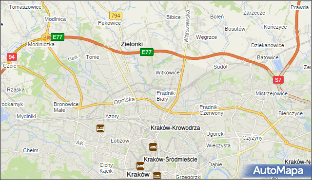 mapa Prądnik Biały, Prądnik Biały na mapie Targeo