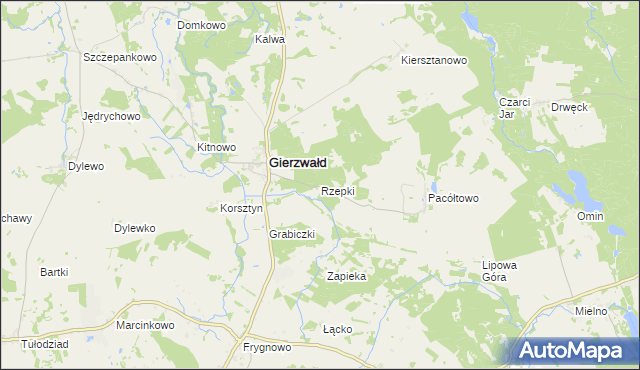 mapa Rzepki gmina Grunwald, Rzepki gmina Grunwald na mapie Targeo