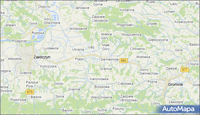 mapa Siemiechów gmina Gromnik, Siemiechów gmina Gromnik na mapie Targeo