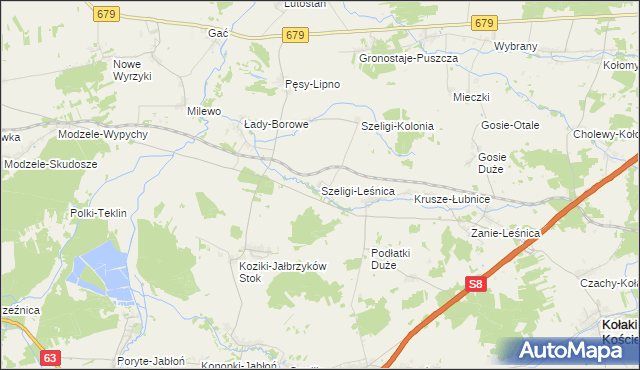 mapa Szeligi-Leśnica, Szeligi-Leśnica na mapie Targeo