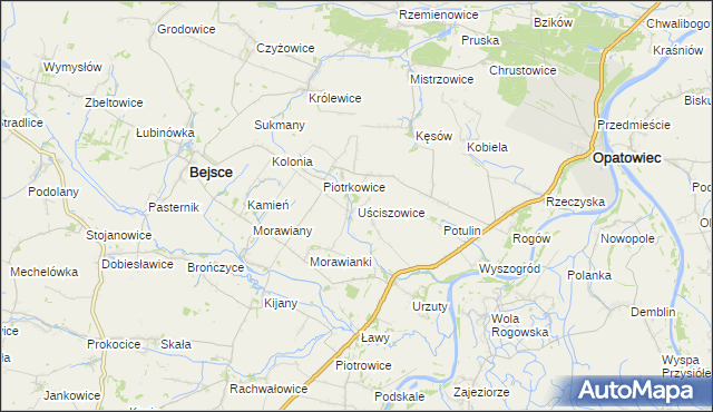 mapa Uściszowice, Uściszowice na mapie Targeo