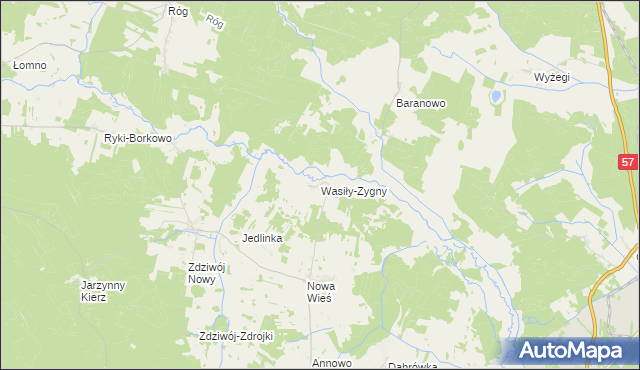 mapa Wasiły-Zygny, Wasiły-Zygny na mapie Targeo