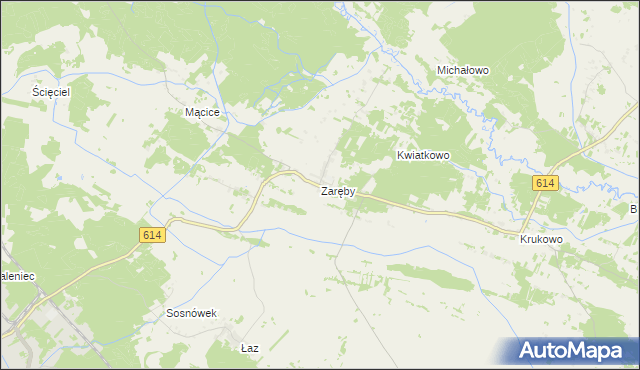 mapa Zaręby gmina Chorzele, Zaręby gmina Chorzele na mapie Targeo