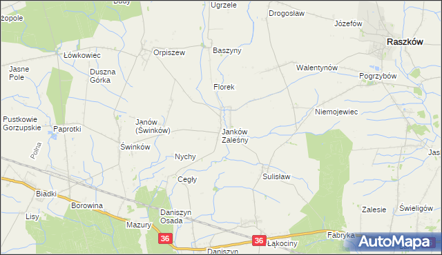 mapa Janków Zaleśny, Janków Zaleśny na mapie Targeo