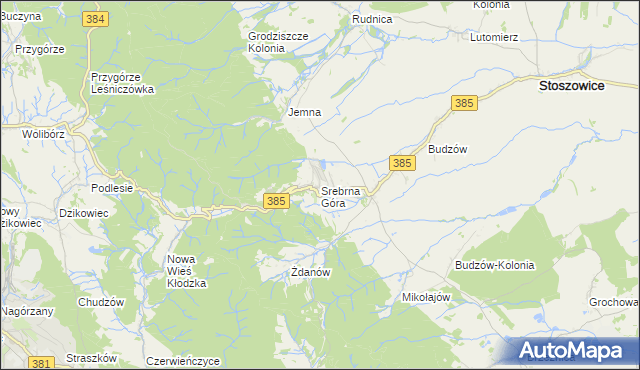 mapa Srebrna Góra gmina Stoszowice, Srebrna Góra gmina Stoszowice na mapie Targeo