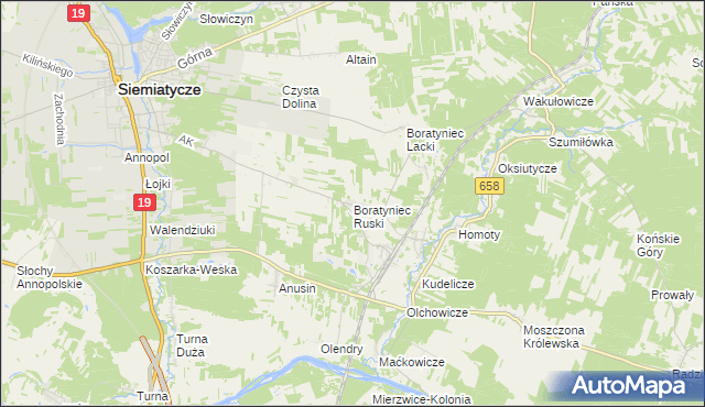 mapa Boratyniec Ruski, Boratyniec Ruski na mapie Targeo