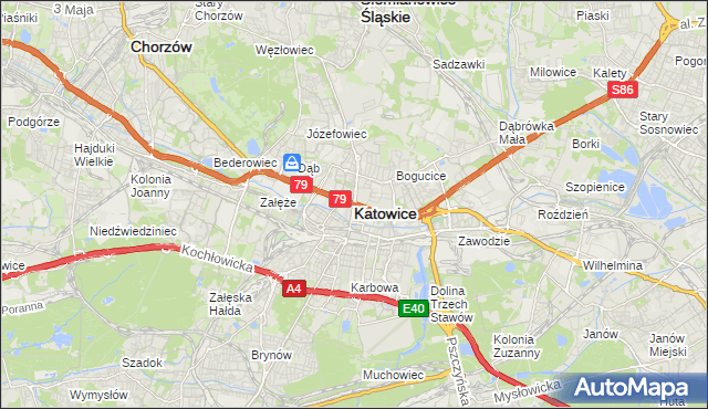 mapa Katowic, Katowice na mapie Targeo