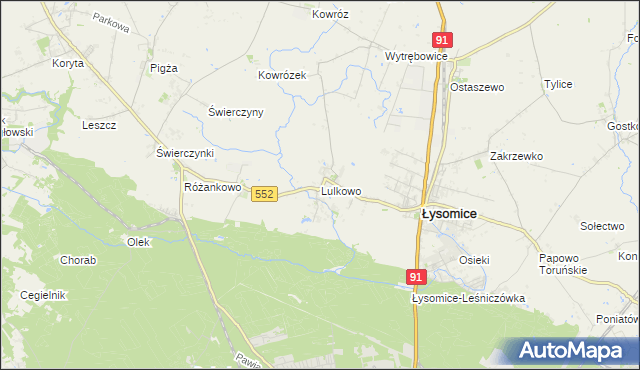 mapa Lulkowo gmina Łysomice, Lulkowo gmina Łysomice na mapie Targeo