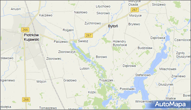 mapa Borowo gmina Bytoń, Borowo gmina Bytoń na mapie Targeo