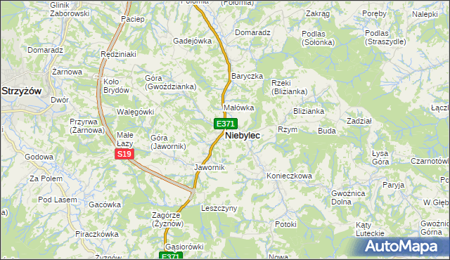 mapa Niebylec, Niebylec na mapie Targeo