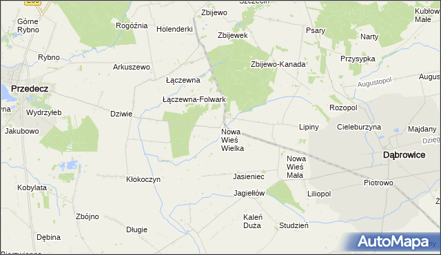 mapa Nowa Wieś Wielka gmina Przedecz, Nowa Wieś Wielka gmina Przedecz na mapie Targeo