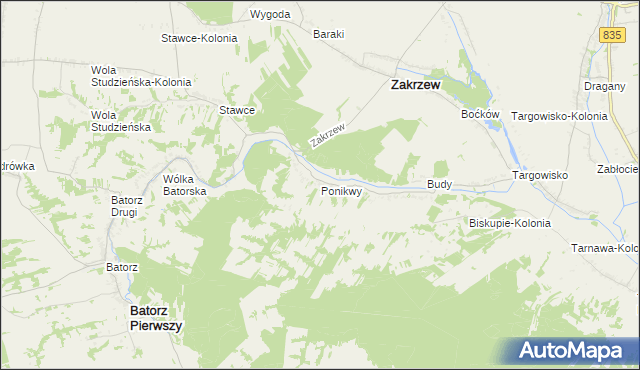 mapa Ponikwy, Ponikwy na mapie Targeo