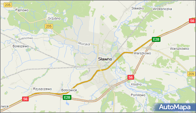 mapa Sławno, Sławno na mapie Targeo