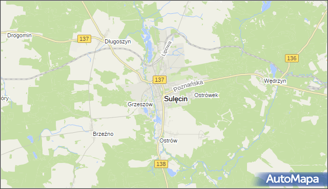 mapa Sulęcin, Sulęcin na mapie Targeo