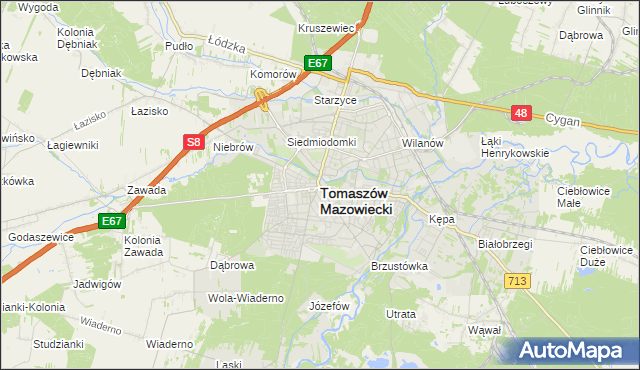 mapa Tomaszów Mazowiecki, Tomaszów Mazowiecki na mapie Targeo