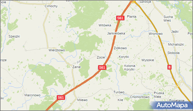 mapa Zocie, Zocie na mapie Targeo
