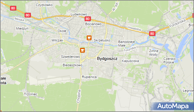 mapa Bydgoszczy, Bydgoszcz na mapie Targeo