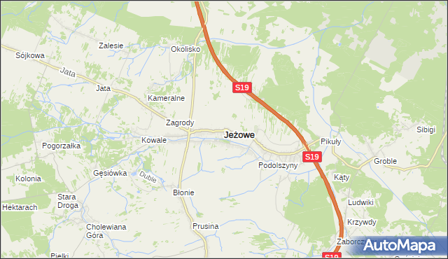 mapa Jeżowe, Jeżowe na mapie Targeo