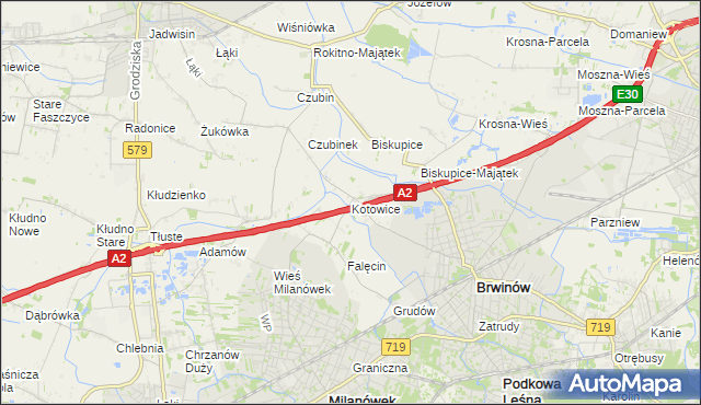 mapa Kotowice gmina Brwinów, Kotowice gmina Brwinów na mapie Targeo