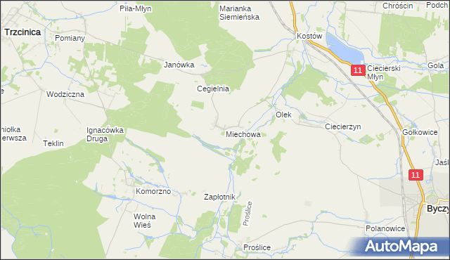 mapa Miechowa, Miechowa na mapie Targeo