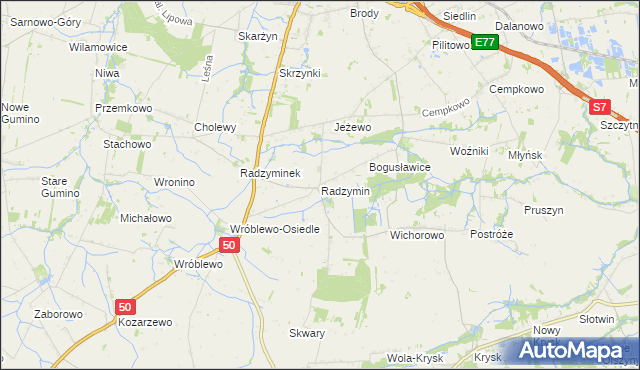 mapa Radzymin gmina Naruszewo, Radzymin gmina Naruszewo na mapie Targeo