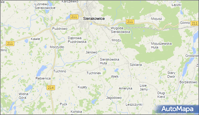 mapa Sierakowska Huta, Sierakowska Huta na mapie Targeo