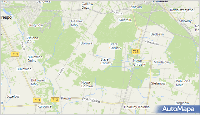 mapa Stare Chrusty gmina Rokiciny, Stare Chrusty gmina Rokiciny na mapie Targeo