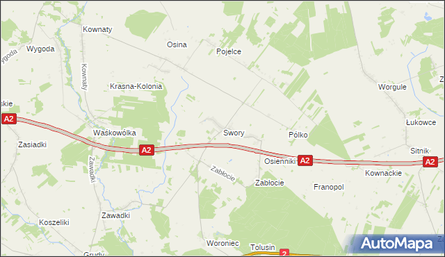 mapa Swory, Swory na mapie Targeo