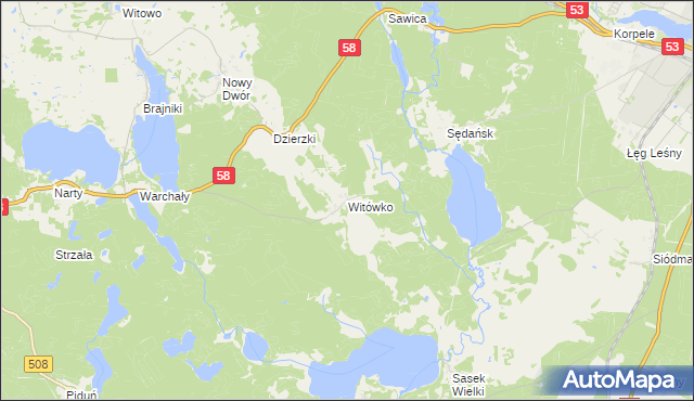 mapa Witówko, Witówko na mapie Targeo
