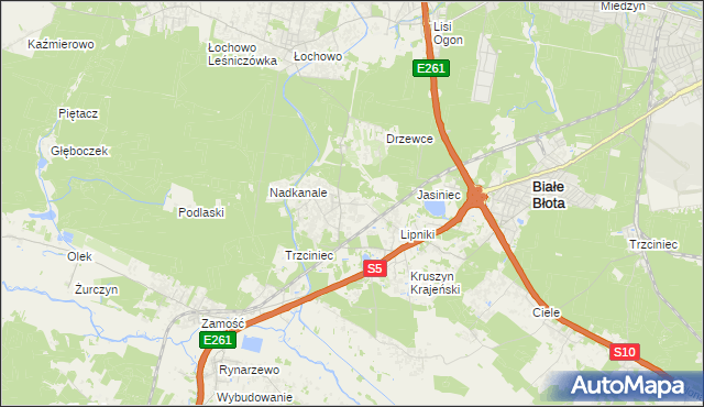 mapa Murowaniec gmina Białe Błota, Murowaniec gmina Białe Błota na mapie Targeo