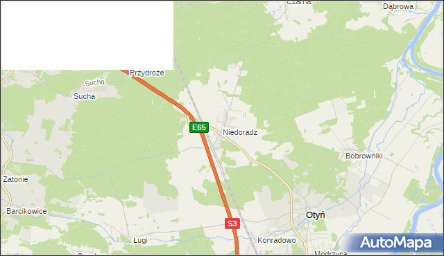 mapa Niedoradz, Niedoradz na mapie Targeo