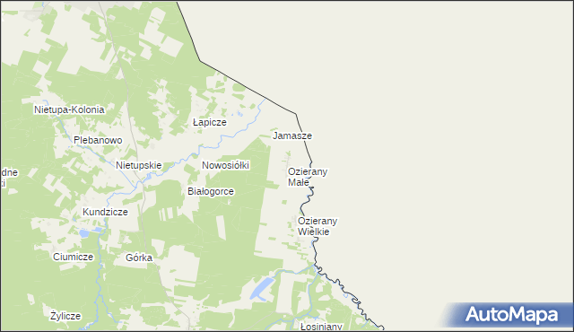 mapa Ozierany Małe, Ozierany Małe na mapie Targeo