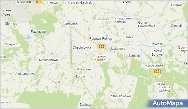 mapa Popowo Borowe, Popowo Borowe na mapie Targeo