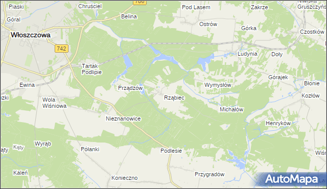 mapa Rząbiec, Rząbiec na mapie Targeo