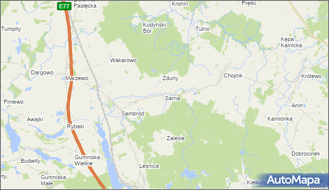 mapa Sarna, Sarna na mapie Targeo