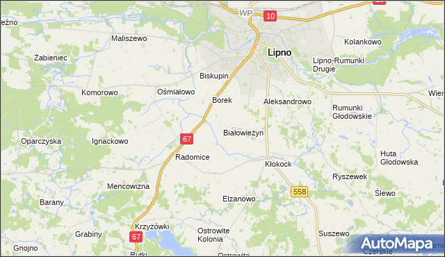 mapa Białowieżyn, Białowieżyn na mapie Targeo