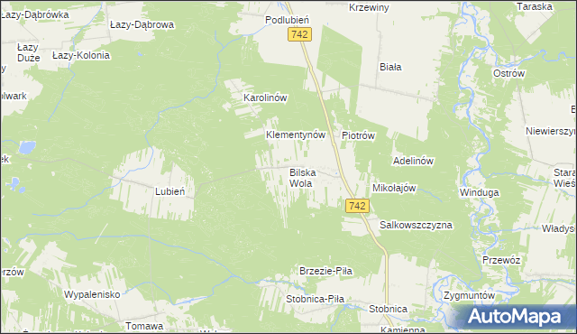 mapa Bilska Wola, Bilska Wola na mapie Targeo