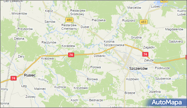 mapa Dzbanki, Dzbanki na mapie Targeo