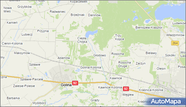 mapa Głodowo gmina Golina, Głodowo gmina Golina na mapie Targeo