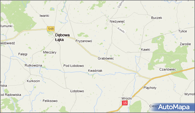 mapa Grabówiec gmina Bobrowo, Grabówiec gmina Bobrowo na mapie Targeo