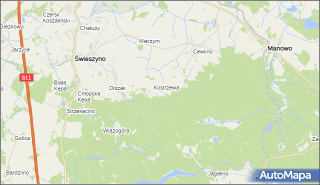 mapa Kopanica gmina Manowo, Kopanica gmina Manowo na mapie Targeo