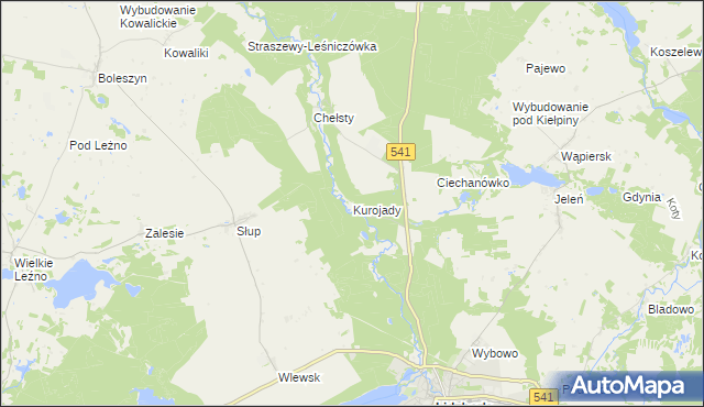mapa Kurojady, Kurojady na mapie Targeo