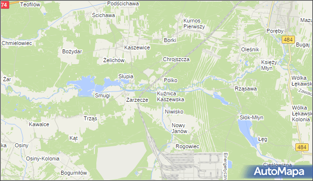 mapa Kuźnica Kaszewska, Kuźnica Kaszewska na mapie Targeo