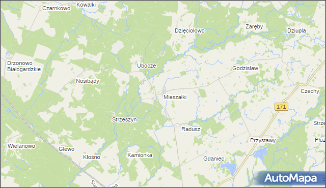 mapa Mieszałki, Mieszałki na mapie Targeo