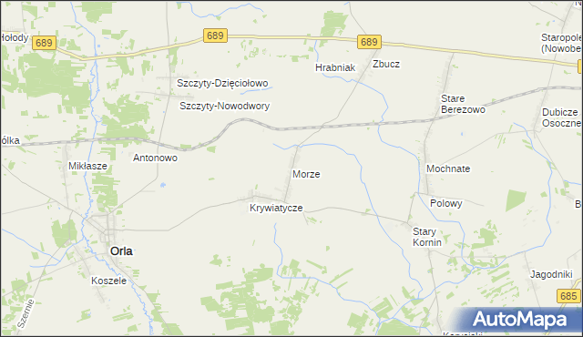 mapa Morze gmina Czyże, Morze gmina Czyże na mapie Targeo