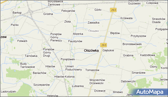 mapa Olszówka powiat kolski, Olszówka powiat kolski na mapie Targeo